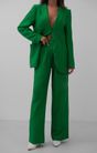 Waist Pleated Pant Blazer Jacket Suit - Green